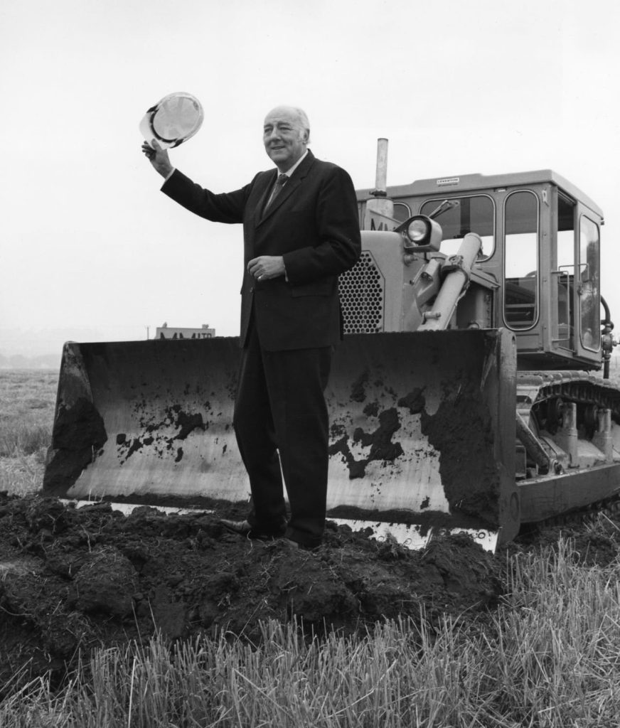 Mr Taylor Cutting First Turf for Almondvale Regional Centre - 1974